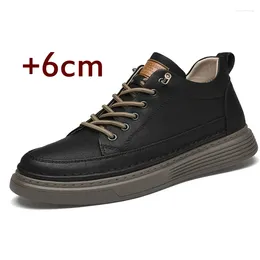 Casual Shoes Luxury Leather Heightening Elevator Outdoor Plush Short Boots Height Increase Insole 6CM Comfortable Sneakers