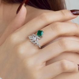 Cluster Rings S925 Sterling Silver Crown Shaped Ring For Women Set With High-end Emerald Horse Eye Zircon Luxury Jewellery