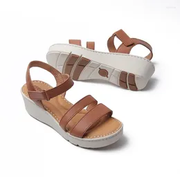 Dress Shoes Arch Support Comfortable And -absorbing 5cm Thick Slope Heel Summer Leather Sandals For Women