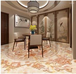 Wallpapers 3d Flooring Dragon And Phoenix Dimensional Relief Imitation Marble Floor Pvc Wallpaper Painting