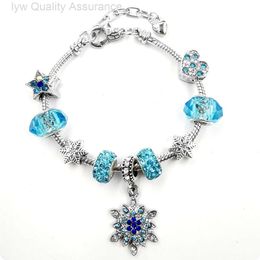 Designer pandoras Bracelets Snowflake Five Pointed Star Pan Family Bracelet Diy Jewellery Peach Heart Snake Bone Chain Gift Crystal