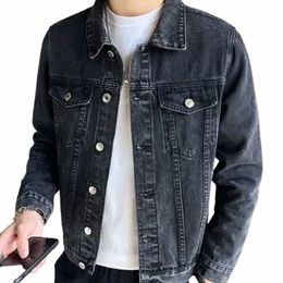 jeans Coat for Men Black Autumn Denim Jackets Man High Quality Winter 2023 Low Cost Joker Fi Large Size Menswear New in Y2k o1b8#