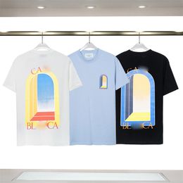 Summer cotton T-shirt new men and women casual short-sleeved letters Colourful printed round neck shirt beach clothing