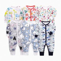 Baby Rompers Infants Long Sleeves Cotton Jumpsuits Clothing Autumn Winter Boys Girls Kids Clothes Newborn Toddler Romper White Cartoon Animals Ourfits E7bc#