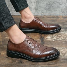 Casual Shoes Men Formal Lace Up Fashion Leather Business High Quality Dress Office Luxury Breathable Oxfords