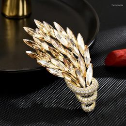 Brooches Exqusiite Full Crystal Luxury Flower Peacock Pins For Women Men Fashion Shining Boutique Decoration Badges Jewellery Gift