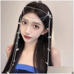 Hair Clips Barrettes Hanfu Ancient Style Ornament Eyebrow Centre Pendant Forehead Chain Butterfly Flower Tassel Clip Earpiece Drop Del Ottra