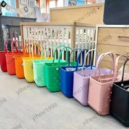 2024 bogg saco de silicone praia grande tote luxo eva plástico praia sacos rosa azul doces mulheres saco cosmético pvc cesta de viagem sacos de armazenamento geléia soma