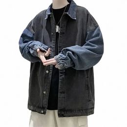 spring Autumn Men Denim Jackets Korean Style Male Coat Retro Streetwear Patchwork Casual Couple Jacket Ins Tide Outerwear Denim B7lo#