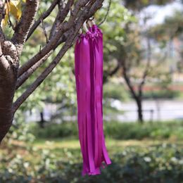 Party Decoration 20pcs/lot Purple Colour Stain Ribbon Wooden Ring Waldorf With Bell Hand Kite Toy For Birthday Favours