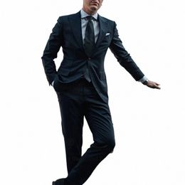 casual Black Mens Suit Formal Busin Blazer Slim Fit Office Work Wear Banquet Tuxedo 2 Piece Jacket Pants Set Terno Masculino v2fH#