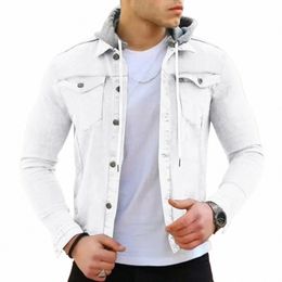 2023 Solid Colour Jeans Jackets Men Spring Autumn Fi Leisure Buckle Lapel Slim Denim Jcket Coats Casual Trend Men'S Jackets f4Qd#