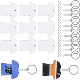 Keychains 72pcs Heat Tranfer Keychain Accessories Acrylic Blank Pendant Keyrings For DIY Enthusiasts Sublimation LanyardDropship