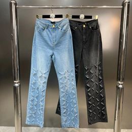 Women's Jeans Summer 2024 Crossover Personality Cut Hole Design To Create Skinny Spice Girl Style Straight Leg Trend