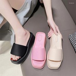 Slippers Summer Platform Shoes For Women Large Size Wedges Sandals Fashion Increased Woman Square Head Casual Slides