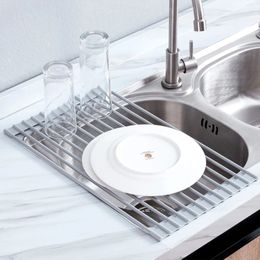 Kitchen Accessories Foldable Dish Drying Rack Drainer Over Sink Organiser Rack Tray Drainer Household Bathroom Gadgets Tool