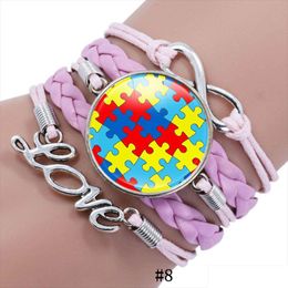 Charm Bracelets Children Autism Awareness For Kids Embrace The Amazing Boy Girl Leather Wrap Wristband Inspirational Jewelry Drop Del Dh8U3