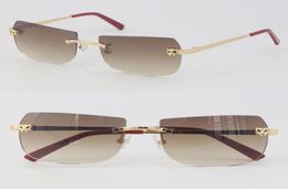 2022 New Model Fashion Metal Rimless Sunglasses 18K Gold Pink Lens Male and Female Sun Glasses Design Cat eye Eyeglasses Frames Me6632874