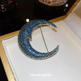 Brooches 2024 Moon Brooch Blue The First R Month Pins For Men And Women Full Rhinestone Jewelry Pin Accessories