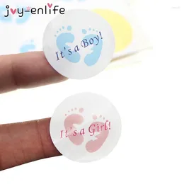 Party Decoration 100pcs It's A Boy/It's Girl Round Sticker Labels Baptism Gender Reveal Baby Shower 1st Birthday Supplies Candy Box Decors