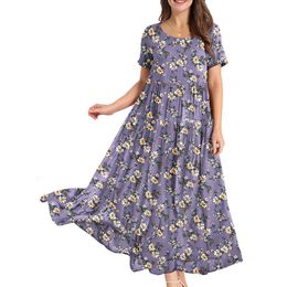 women dresses designer beach wear designer dresses for women Summer Bohemian Long Women Floral Print Beach Midi Dress Elegant Loose Pockets summer designer dresses