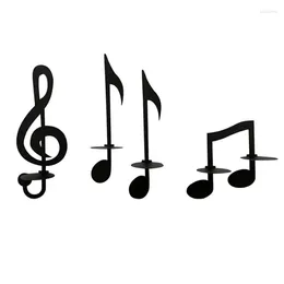 Candle Holders Music Note Wall Decor 4 Pcs Iron For Living Room Candlestick Store Yard Patio Musical