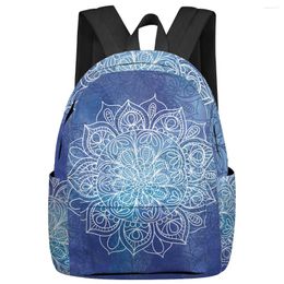 Backpack Blue Watercolor Mandala Large Capacity Bookbag Travel Backpacks Schoolbag For Teenager Women Laptop Bags Rucksack