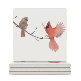 Table Mats Northern Cardinal Coming Home Ceramic Coasters (Square) Original Cup Holder For Tea Slate