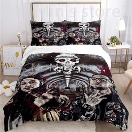 Sängkläder set Grey59 G59 SuicideBoys Series Printed Bed Sheets and Quilt täcker tredelade set för en god natts sömn varm bekväm