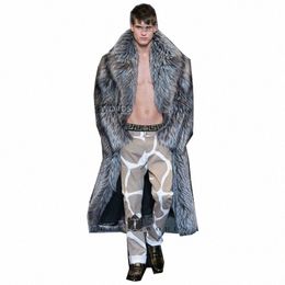autumn winter new fur coat men lg imitati fox fur coat European and American fur integrated windbreaker jacket s8Nk#