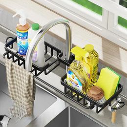 Kitchen Storage Faucet Rack Sink Dishcloth Scouring Pad Steel Ball Sponge Drain Basket