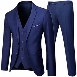 busin Suit Jacket Coat Blazers Trousers Waistcoat Men's Wedding Three Pieces Pants Vest Large Size Profial Suits P5lN#