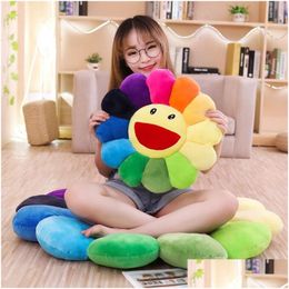 Cushion/Decorative Pillow Sunflower Flower P Kawaii Sunshine Comfortable Stuffed Toy Soft Doll Cat Pet Sofa Cushion Mat Home Bedroom D Dhflp