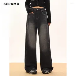 Women's Jeans Casual Style Harajuku Vintage High Waist Loose Blue Pants 2024 Winter Female Black Wide Leg Baggy Denim Trouser