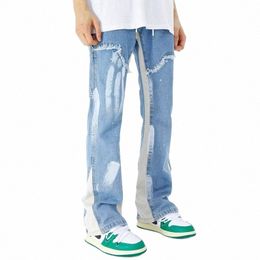 2023 Kanye Y2K Sokak Giyim Baggy Flare Jeans Kargo Pantolon Erkek Giyim Çizimleri Sweetpants Erkek Denim Pantolon Pantal Homme L2SW#