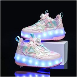 Inline & Roller Skates Glowing Led Light Usb Chargingtwo Wheels Skate Shoe Fashion Girls Sneaker Outdoor Walk Drop Delivery Sports Out Dh64O