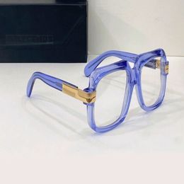 Vintage 607 Eyeglasses Frame for Men Blue Crystal Full Rim Optical Frame Clear Lens Square Sunglasses Frames Mens Eyewear with Box240l