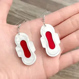 Dangle Earrings Fashion Fun Creative Sanitary Pads White Colour Women's Trend Party Jewellery Accessories Gifts