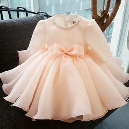 Long Sleeve Baby Girl Dress Baptism Dresses for Girls 1st year birthday party wedding Gown Christening baby infant clothing 240319