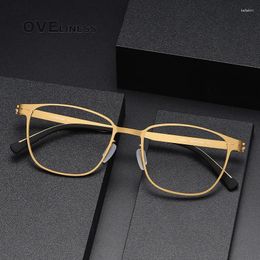 Sunglasses Frames Pure Titanium Eye Glasses For Men Women Square Myopia Optical Prescription Eyeglasses 2024 Male Screwless Eyewear