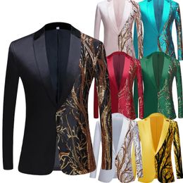 Męskie garnitury męskie cekin haftowany garnitur błyszcząca bling brokat Blazer Tuxedo Wedding Party Costume nocne klub nocny kurtka Dj kurtka