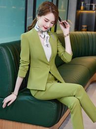 Women's Two Piece Pants Women Pant Suit Elegant Female Business Work Wear Single Breasted V-Neck Blazer And Trouser Office Ladies Slim 2 Set