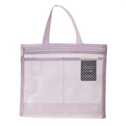 Storage Bags Travel Toiletry Organizer Quick Drying Mesh Bag With Portable Handle Zipper For Shower Makeup Organization Heavy