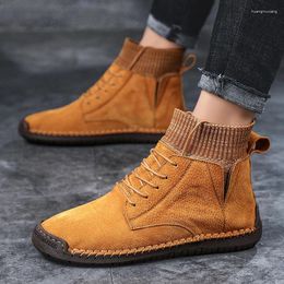 Walking Shoes Fashion Winter Men Ankle Boots Quality Leathe Warm Men's Snow Size 38-48