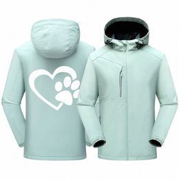 animal Paw Prints And Love Men Women Overcoat Climbing Casual Bilayer Jackets Sport Loose Outdoor Coats Soft Windproof Jacket v5lJ#