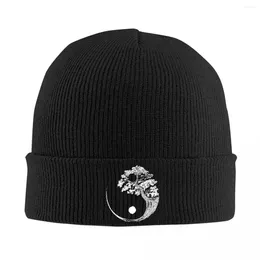 Berets Yin Yang Bonsai Tree Japanese Buddhist Zen Knitted Hat Beanie Winter Warm Street Yoga Fitness Cap Men Women