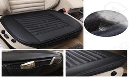 high quality 1pcs Black Car Seat without Backrest PU Leather Bamboo Charcoal Car Seat Cushion Automobiles Protective Nonslip Cove9095958