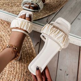 Slippers Slippers summer fasion Trend flat square toe slipper sandals soft beac soes casual open for women and ladies H2403269GR5