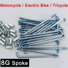 36Pcs 8G Motorcycle Spokes With Nipples 38mm4mm Thickness Silver Steel For Dirt Bike Electric Length 145180mm 240325