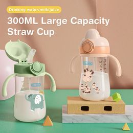 300ml Baby Water bottles Feeding Cup With Straw Children Learn Drinking Bottle Kids Training Cups BPA Free 240322